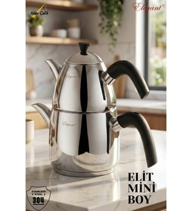ELEGANT Elit Mini Boy Bakalit Kulplu Çaydanlık Takımı - Siyah