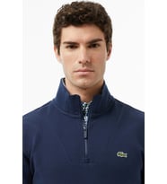 Lacoste Men's Classic Fit Neck Zip Sweatshirt Yarım Fermuarlı Yüksek Yaka Pamuklu Sweatshirt Lacivert