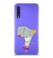 Samsung Galaxy A50S Soft Premier Kapak Pearl Yengeç Tasarımlı Silikon Kılıf - Mor (Şeffaf)