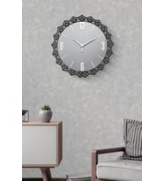 Aynalı Metal Dekoratif Duvar Saati Led Işıklı 36 cm Siyah-Gümüş