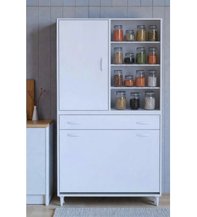 Eliusta Rule Sepetli Banyo/Mutfak Dolabı 95 cm Genişliğe Sahip 95x171x32,5 cm Üç Sepetli Beyaz Dolap