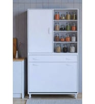 Eliusta Rule Sepetli Banyo/Mutfak Dolabı 95 cm Genişliğe Sahip 95x171x32,5 cm Üç Sepetli Beyaz Dolap