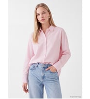 LCW Vision Pembe Çizgili Oversize Oxford Kadın Gömlek
