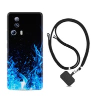 Xiaomi Mi 13 Lite Kılıf Silikon Boyun Askılı İpli Desenli Silikon Blue Fire 1678