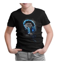Headphone Siyah Çocuk Tshirt
