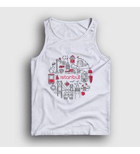 Presmono Unisex Beyaz Tourist Travel İstanbul Türkiye Turkey Atlet 499619tt (Beyaz)