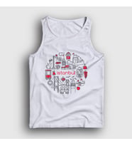 Presmono Unisex Beyaz Tourist Travel İstanbul Türkiye Turkey Atlet 499619tt (Beyaz)