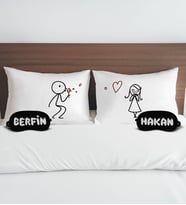 BK Gift Kişiye Özel Sevgili Tasarımlı Pamuklu Yastık Kılıfı ve Göz Bandı Çift Uyku Seti-2, Tasarım Ev Tekstili, Uyku Bandı, Ev Hediyesi