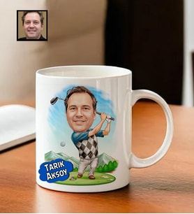 İsme Özel Karikatürlü Golf Temalı Kupa Bardak