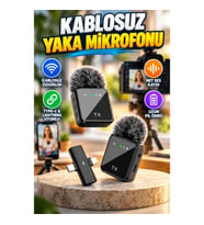 Type-C ve Lightning Uyumlu Çiftli Kablosuz Yaka Mikrofonu – Vlog, Podcast ve Röportaj