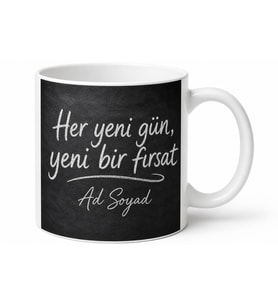 Kara Tahta Yüzeyli Tebeşir Yazı Yazılabilen Ofis Kupası Hediye Bardak