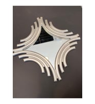 Dekoratif Polyester Tekli Kare Ayna Gümüş