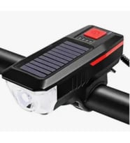 Solar Enerjili USB ile Şarj Edilebilir Ledli Bisiklet Feneri Kornalı ve Su Geçirmez Far