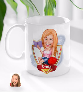 BK Gift Kişiye Özel İsimli Kadın Öğrenci Karikatürlü Beyaz Kupa Bardak-1