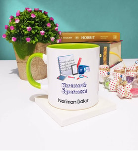 Matematik Öğretmeni Tasarımlı Kişiye Özel Matematik Öğretmeni Kupa Bardak Yeşil