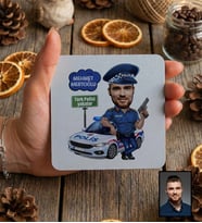 Kişiye Özel Kişiye Özel Karikatürlü Erkek Polis Bardak Altlığı Polisler Günü Hediyesi