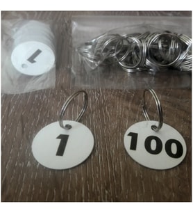 100 Adet Vestiyer Numarası, Tek Taraflı, ÇİFT TAKIM (Beyaz)