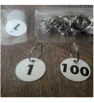 100 Adet Vestiyer Numarası, Tek Taraflı, ÇİFT TAKIM (Beyaz)