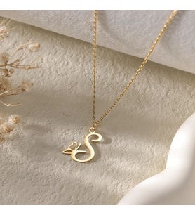 Kişiye Özel Mini Kelebek Detaylı Harf Kolye 925K Gümüş (Gold)