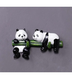 Dekoratif Ikili Modern Duvar Askılık Bambu Üstünde Panda Dekor