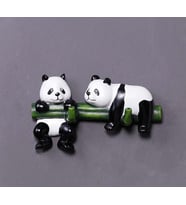 Dekoratif Ikili Modern Duvar Askılık Bambu Üstünde Panda Dekor