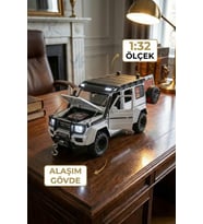 1:32 Mercedes G63 Metal Diecast Model Araba - Sesli Işıklı Çek Bırak Oyuncak Jip Beyaz