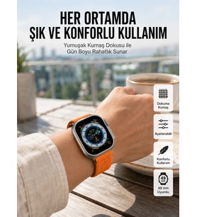 Ultra Max Kordon Kilitli Akıllı Saat Amoled Ekran Titreşimli Çağrı Cevaplayabilen