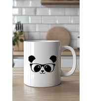 Sevimli Panda Desenli 330ml Baskılı Beyaz Seramik Kupa Bardak