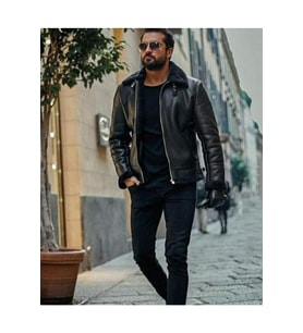Hakiki Deri Kürk Yaka Siyah Erkek Deri Mont Yandan Cepli Deri Ceket