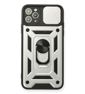 iPhone 11 Pro Kılıf Pars Lens Yüzüklü Silikon - Gümüş