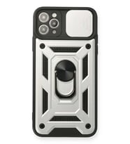 iPhone 11 Pro Kılıf Pars Lens Yüzüklü Silikon - Gümüş