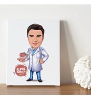 Diş Hekimi Erkek Karikatürlü Kanvas Tablo
