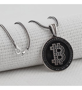 Bitcoin 925 Ayar Gümüş Kolye