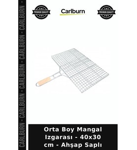Özel Üretim Piknik Bahçe Barbekü Kamp Katlanabilir Orta Boy Mangal Izgarası - 40x30 cm - Ahşap Saplı