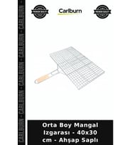 Özel Üretim Piknik Bahçe Barbekü Kamp Katlanabilir Orta Boy Mangal Izgarası - 40x30 cm - Ahşap Saplı