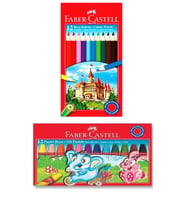 Faber Castell Kuru Boya 12 li Tam Boy - Pastel Boya 12 li - 2 li Set