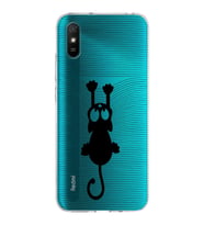 Xiaomi Redmi 9A Uyumlu Kapak Çizgi Kedi Tasarımlı Şeffaf Silikon Kılıf