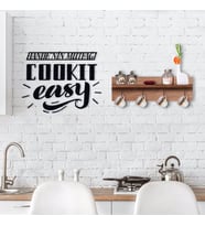 BK Home Doğal Ahşap Raflı Dekoratif Fincan Askılığı ve İsme Özel Mutfak Duvar Süsü-4 (Siyah)