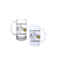 Ghostbastır Design Tövbekar Balık Kulplu Bira Bardağı Buzlu veya Şeffaf Seçenekli 0236