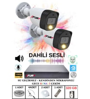 FURY 2 li Sesli Gece Renkli Görüş Güvenlik Kamerası Su Geçirmez Güvenlik Kamerası Seti 320GB