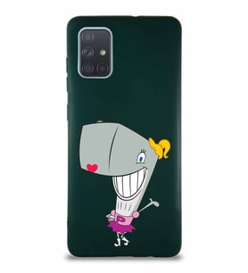 Samsung Galaxy A71 Soft Premier Kapak Pearl Yengeç Tasarımlı Silikon Kılıf - Yeşil (Şeffaf)