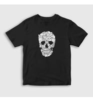 Presmono Unisex Çocuk Siyah Cat Kedi Skull Kurukafa T-Shirt 348619tt