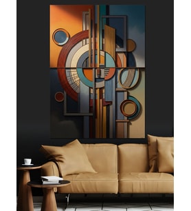 Geometrik Modern Sanat Soyut Tasarım Dekoratif Kanvas - Mdf Ahşap Tablo