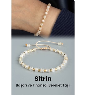 Sitrin Doğal Taş Faset Küp Kesim Makrome Bileklik