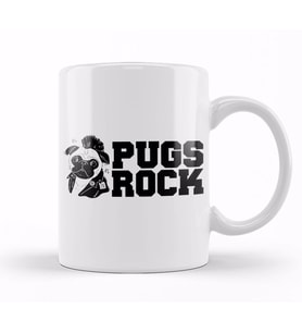Cute & Funny Pugs Rock Pug Owners Rocker Kupa Bardak Porselen