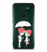 Xiaomi Redmi Note 9 Soft Premier Kapak Aşk Tasarımlı Silikon Kılıf - Yeşil (Şeffaf)