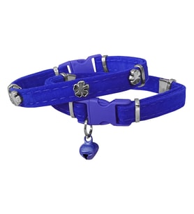 Markapet Kadife Kedi Boyun Tasması Yoncalı 20-32 cm Mavi