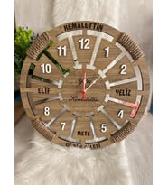 Kişiye Özel Halatlı Dekoratif Ahşap Duvar Saati 50 cm