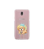 Samsung Galaxy J7 Pro ile Uyumlu Splash Köpek Tasarımlı Şeffaf Silikon Kılıf
