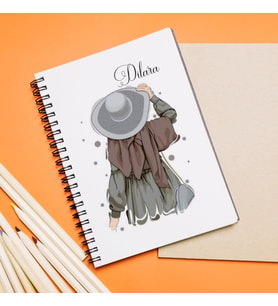 Kız Karakter Tasarımlı Defter Kişiye Özel